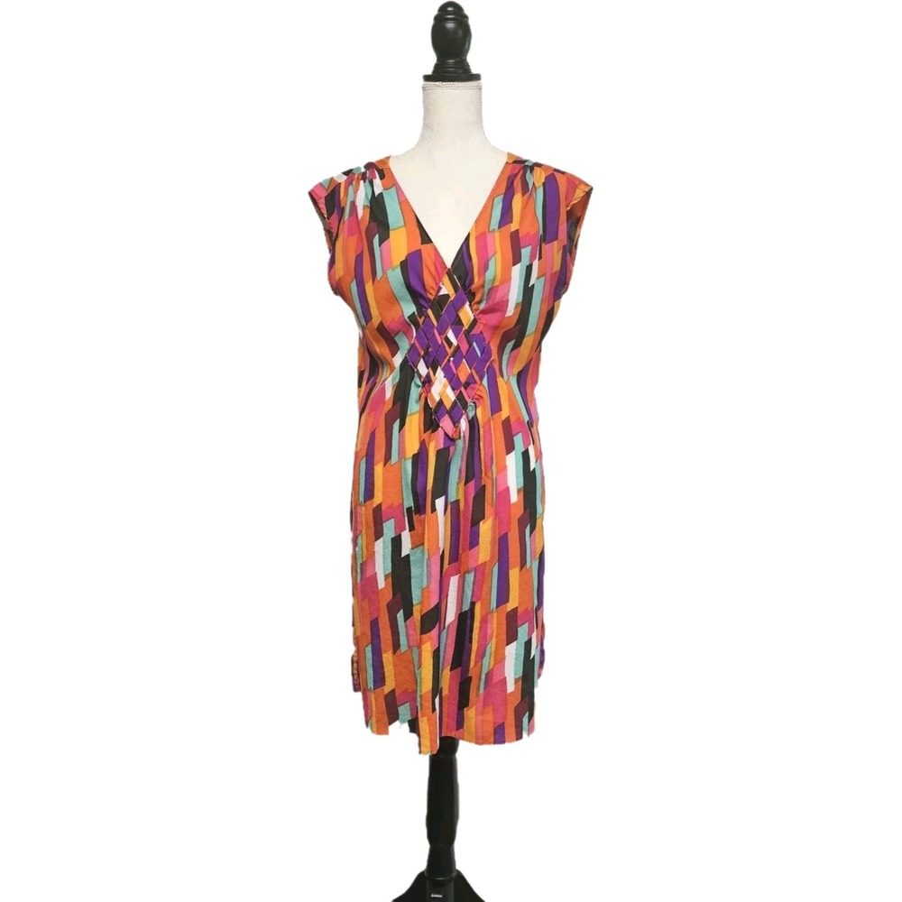 Et Vous Vibrant Psychedelic Woven Diamond Sleeveless Dress Size 12